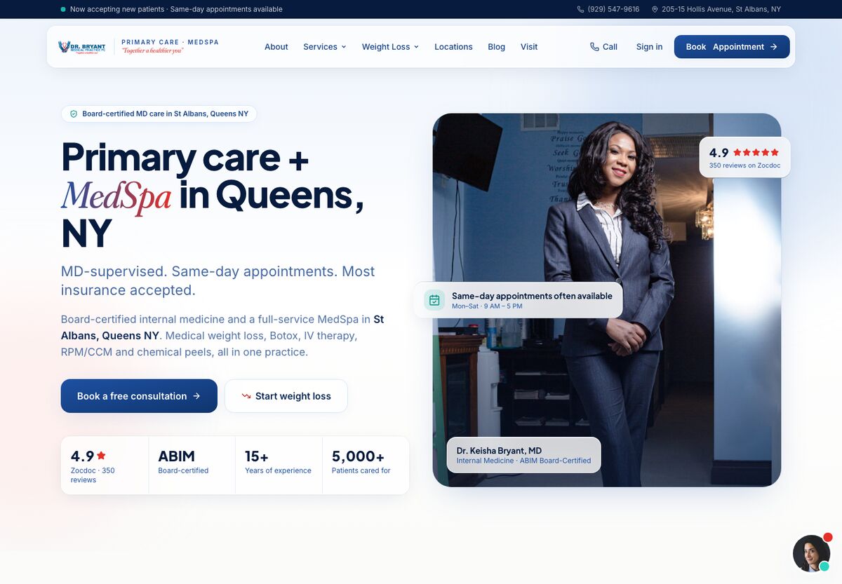 The website — Dr. Bryant Medical Practice