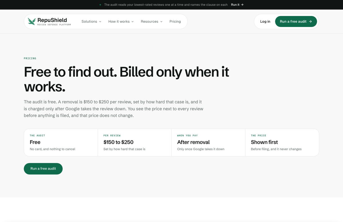 The price, in full — RepuShield