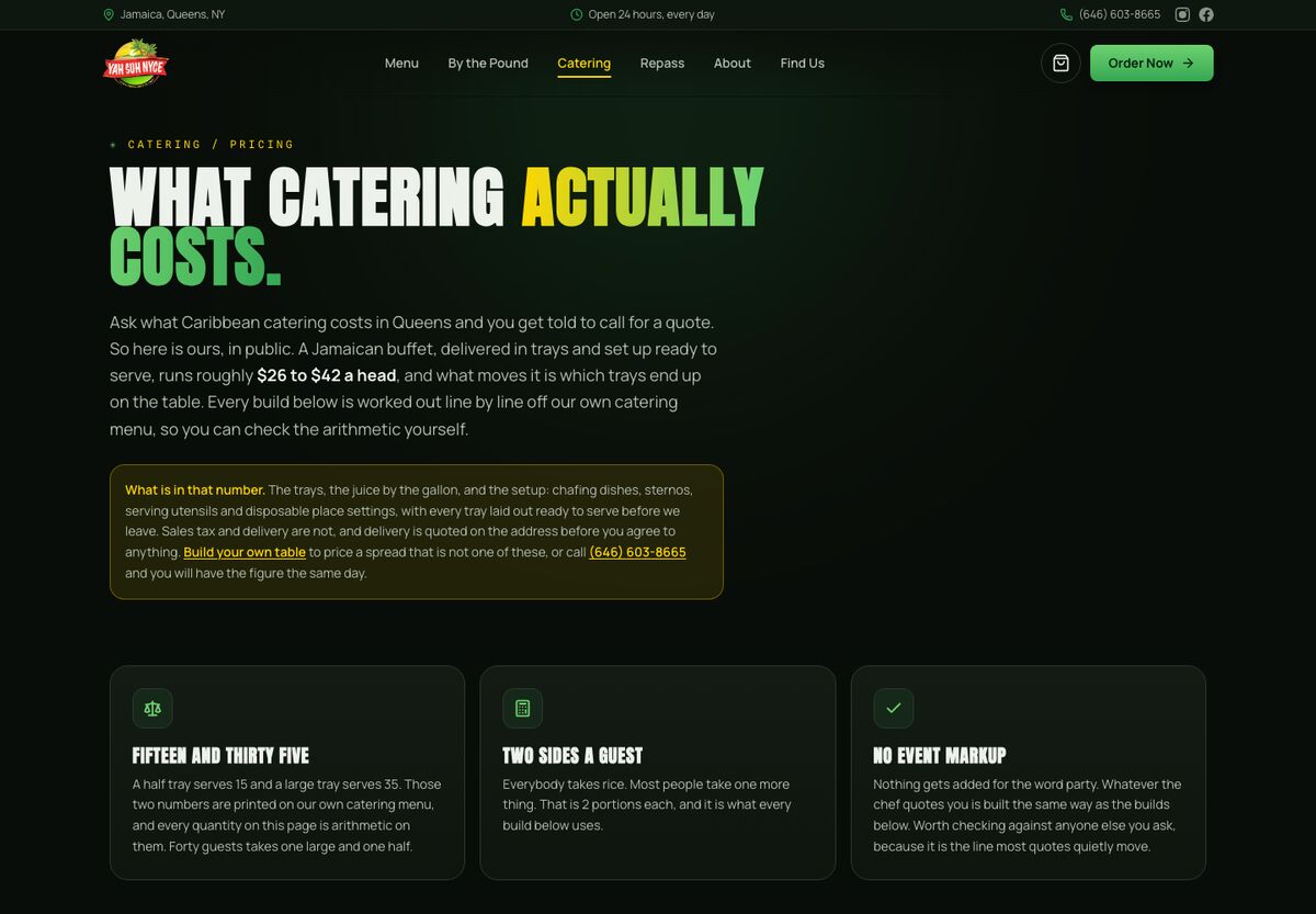 Catering, priced — Yah Suh Nyce